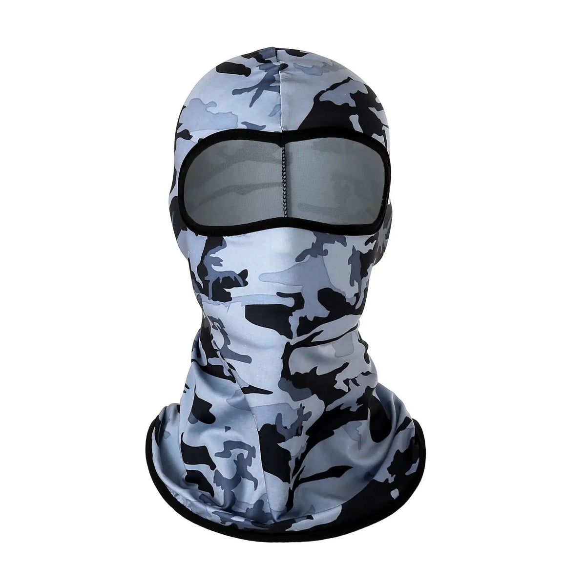 Gray and black camouflage balaclava face mask for motorcycling