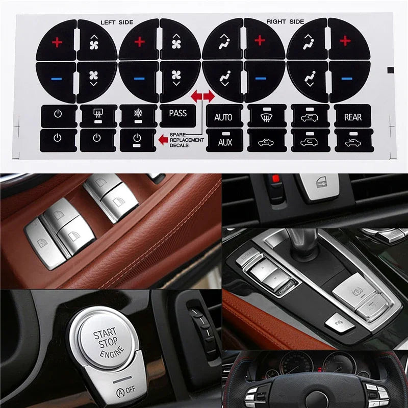 Ensemble de autocollants de réparation des boutons de climatisation pour véhicules GMC, Buick et Chevy.
