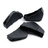 Black ABS plastic universal rear bumper spoiler lip kit shown in various angles