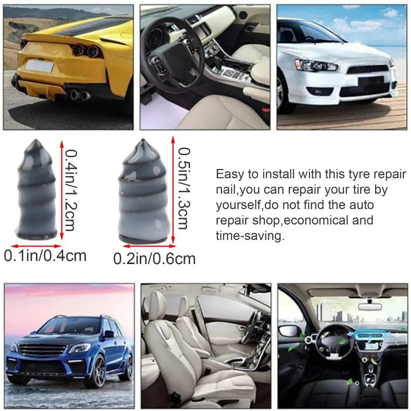Set an Reifenreparaturwerkzeuge und eine Nadel zum Reparatur von Autoreifen.