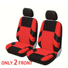 Two black car seat covers shown from the front, designed for universal use.