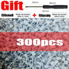 A collection of various sized tire repair plugs and a tool for repairing tire wounds.