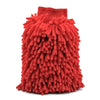 A bright red double-sided microfiber car wash mitt with a fluffy, textured surface.