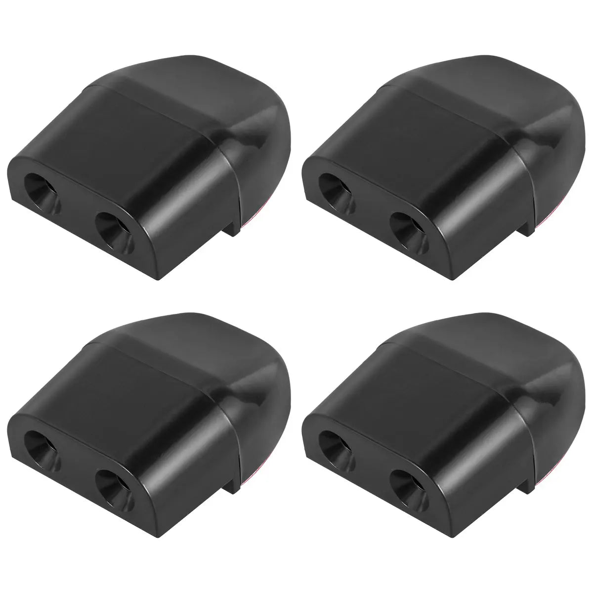 Two black ultrasonic car deer whistles shown from different angles.