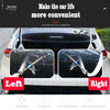 Close-up view of an automatic car trunk lid lifter spring mechanism shown from the left and right sides.