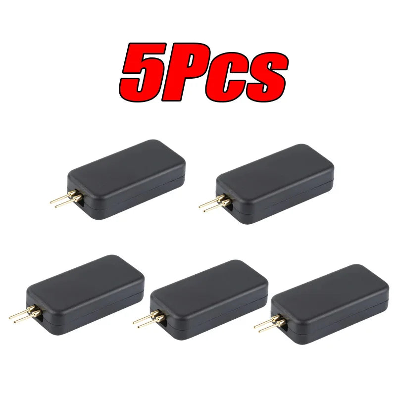 Five black car airbag simulator diagnostic tools shown from above.