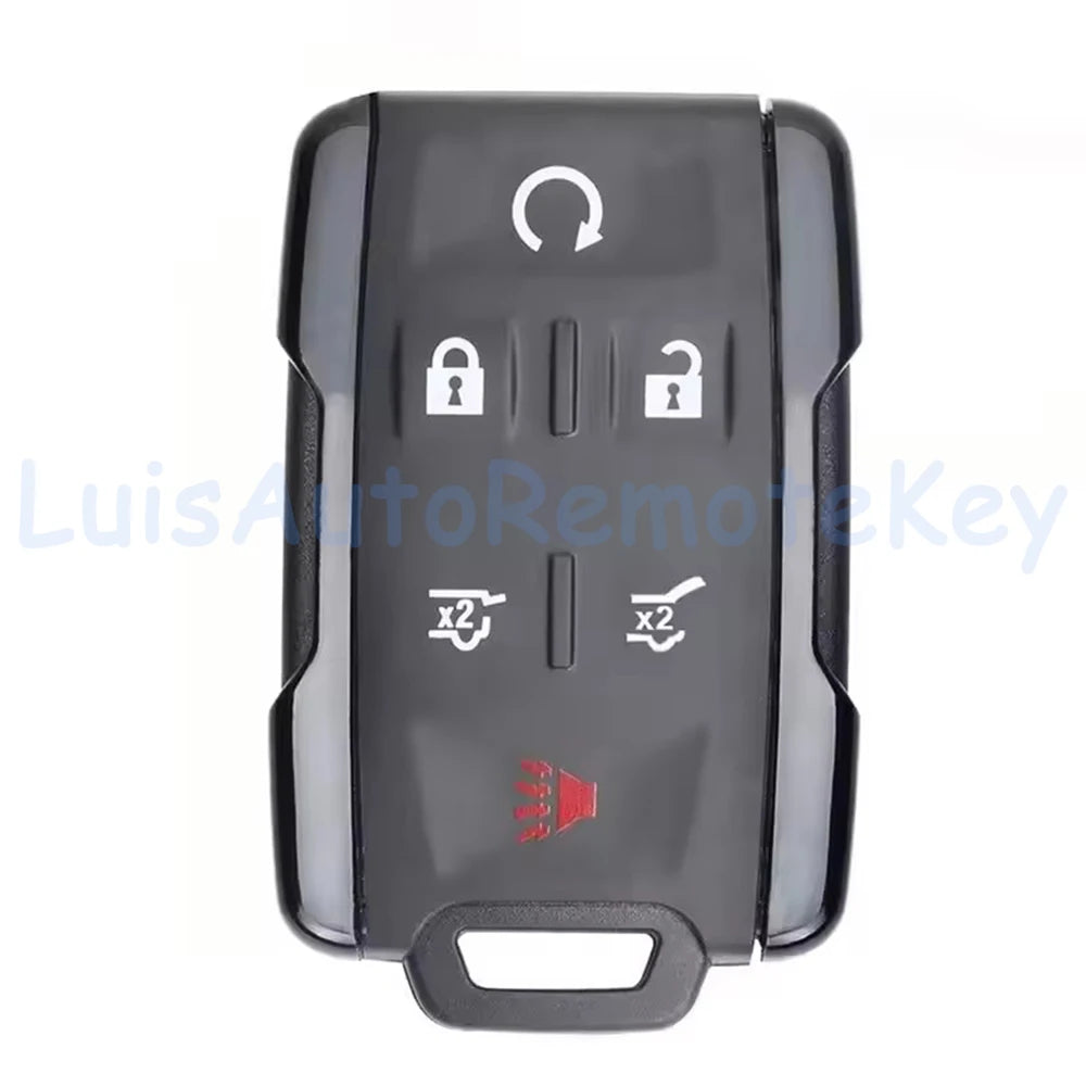 A black multi-button remote key fob for Chevy/GMC trucks with various security and function buttons.