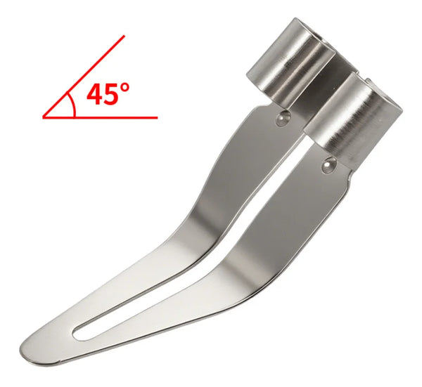 A silver precision plastic welding and repair tool shown with a 45-degree angle.