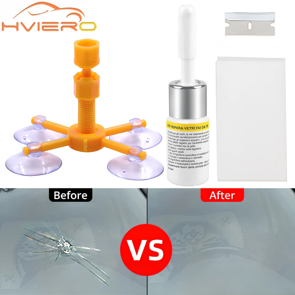 Kit profesional de reparación de parabrisas con herramienta y película plástica transparente para arreglar grietas y arañazos