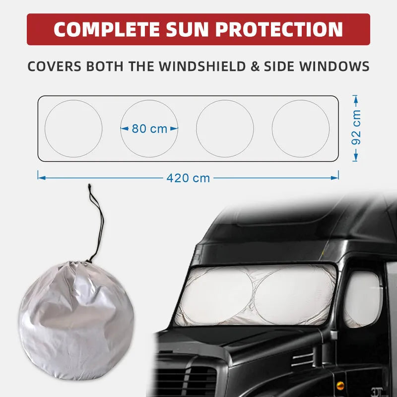 Visera plegable resistente para proteger el parabrisas y los laterales de una camioneta
