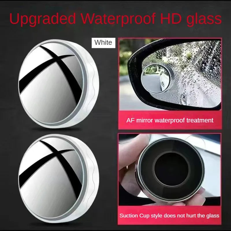 White upgraded waterproof HD glass suction cup rearview mirror for blind spot
