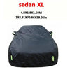 Black universal all-weather car cover for a sedan XL vehicle.