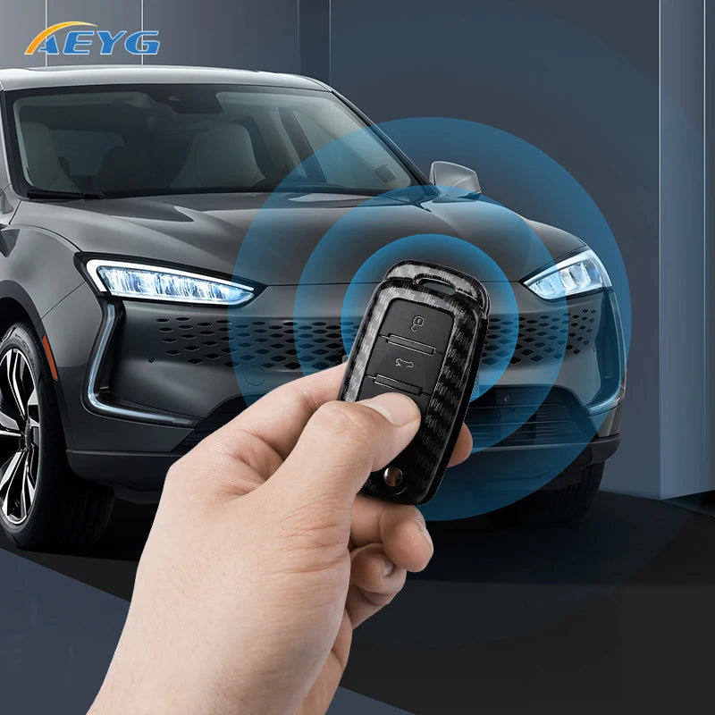 Carbon Fiber Car Key Case Cover for VW, Skoda, and Audi Models