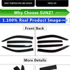 Black side window deflector installed on a Hyundai Tucson vehicle.