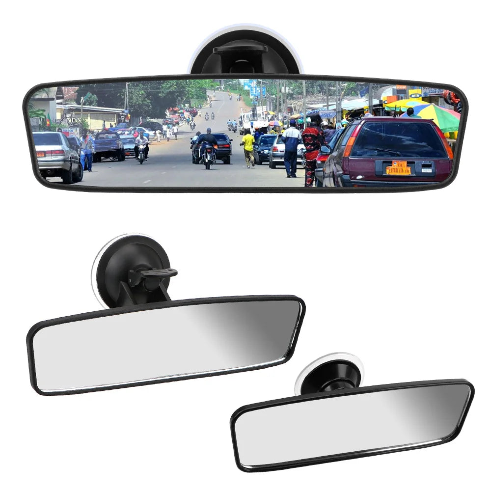 Un jeu de trois rétroviseurs de voiture à rotation de 360° montrés sous différents angles.