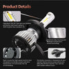 A close-up view of an upgraded COB LED car headlight bulb with an aluminum alloy housing and a built-in turbo fan.