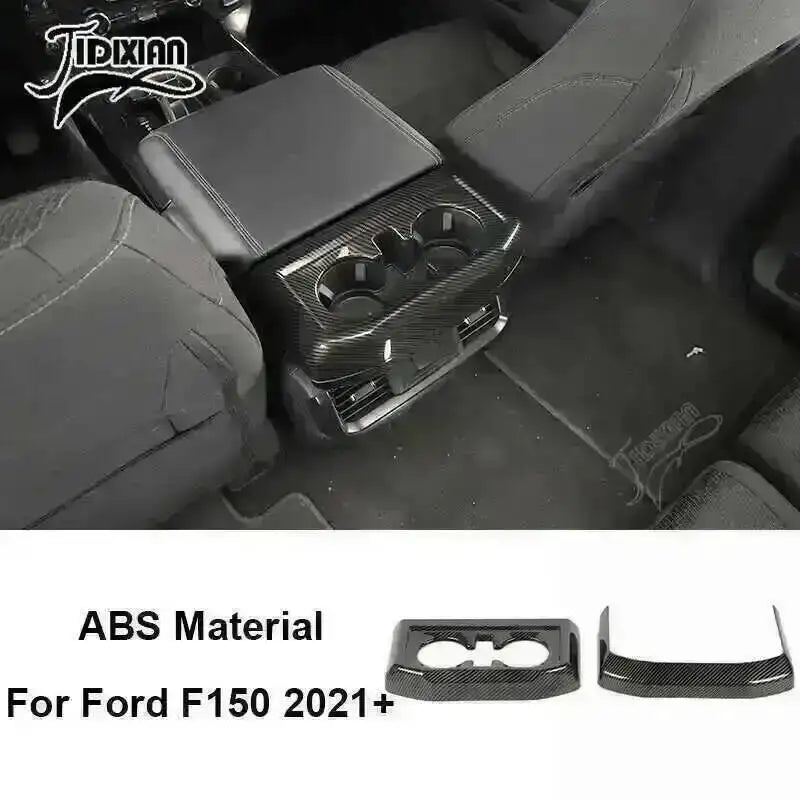 Carbon fiber grain interior trim kit for Ford F150 2021-2024 showing a black trim piece.