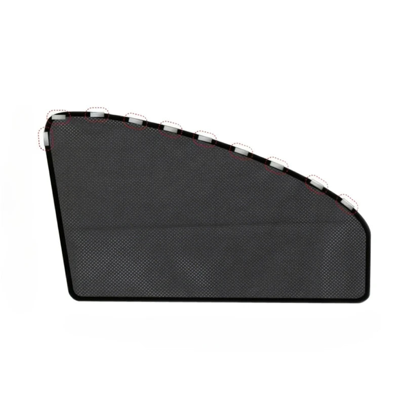 A black magnetic car window sunshade set shown from the side.