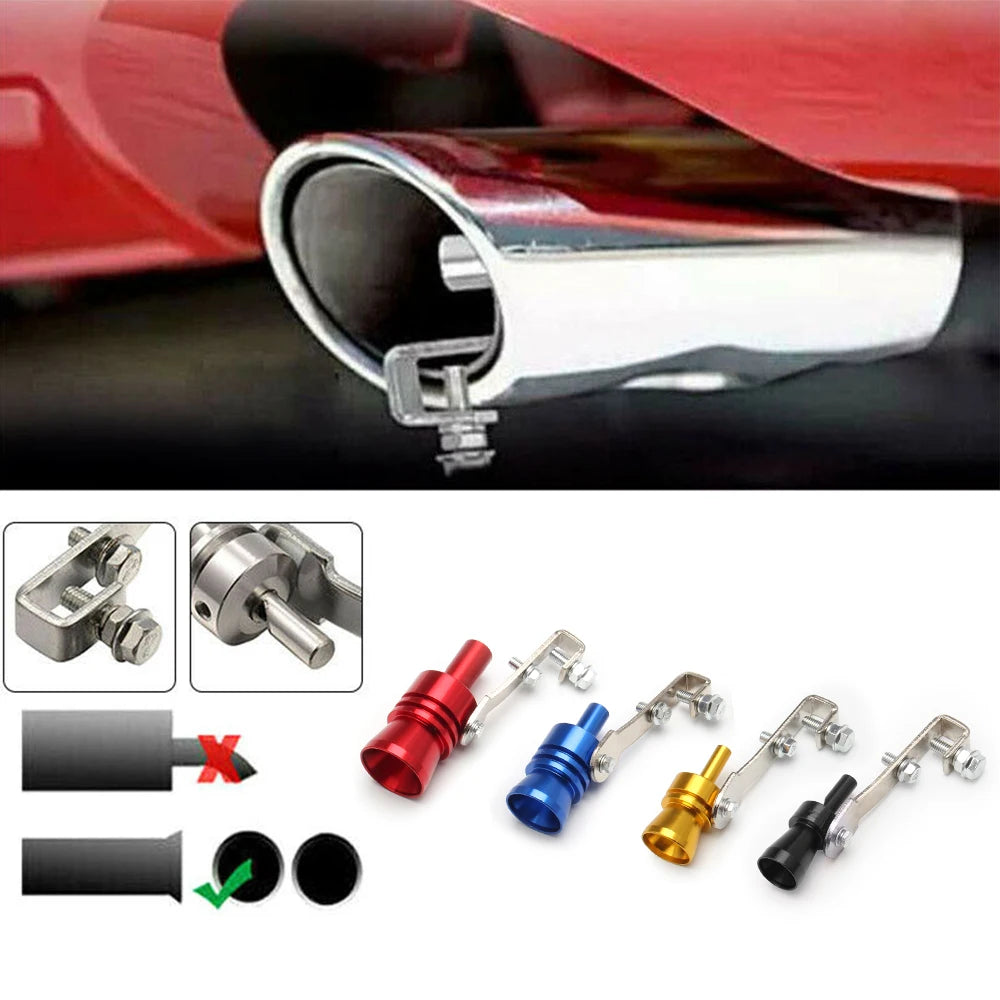 Set of universal turbo exhaust whistles and adapters for car styling