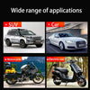 A collage showing various applications for universal rubber tire repair plugs including a SUV, car, motorcycle, and electric 