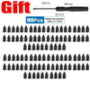 A set of 100 tire repair needles and tools for repairing small tire wounds.