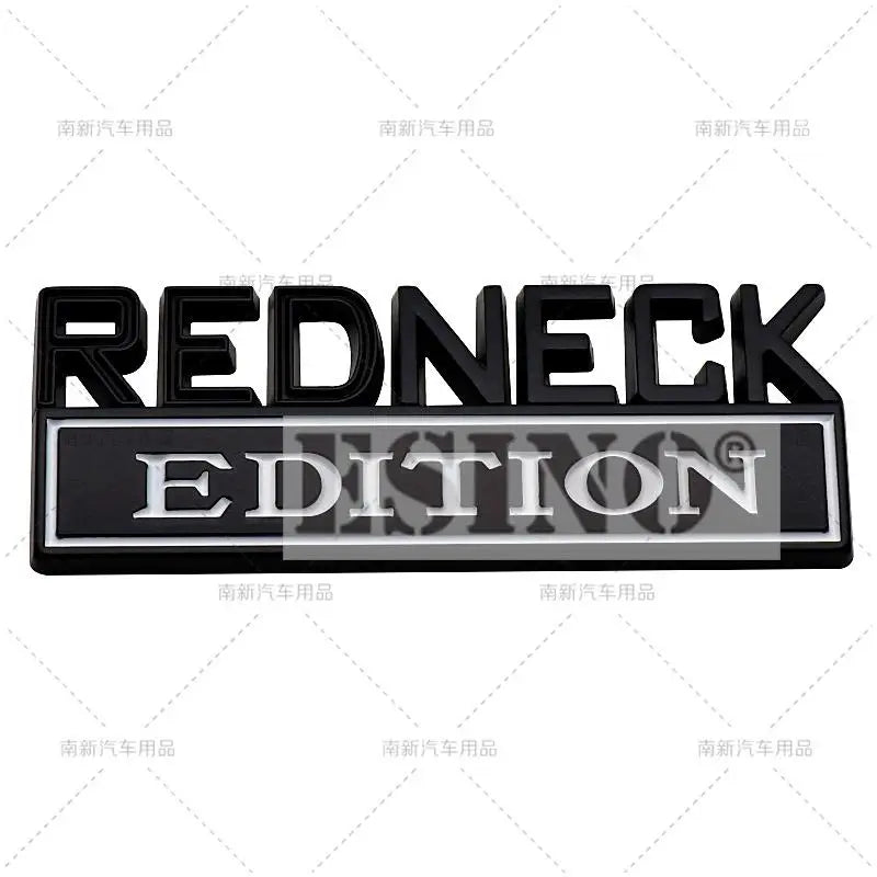 Black and silver text emblem with the word REDNECK EDITION on a rectangular background