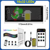 A 16x32 LED matrix panel with a welcome message and a yellow house icon, along with associated cables and a smartphone.