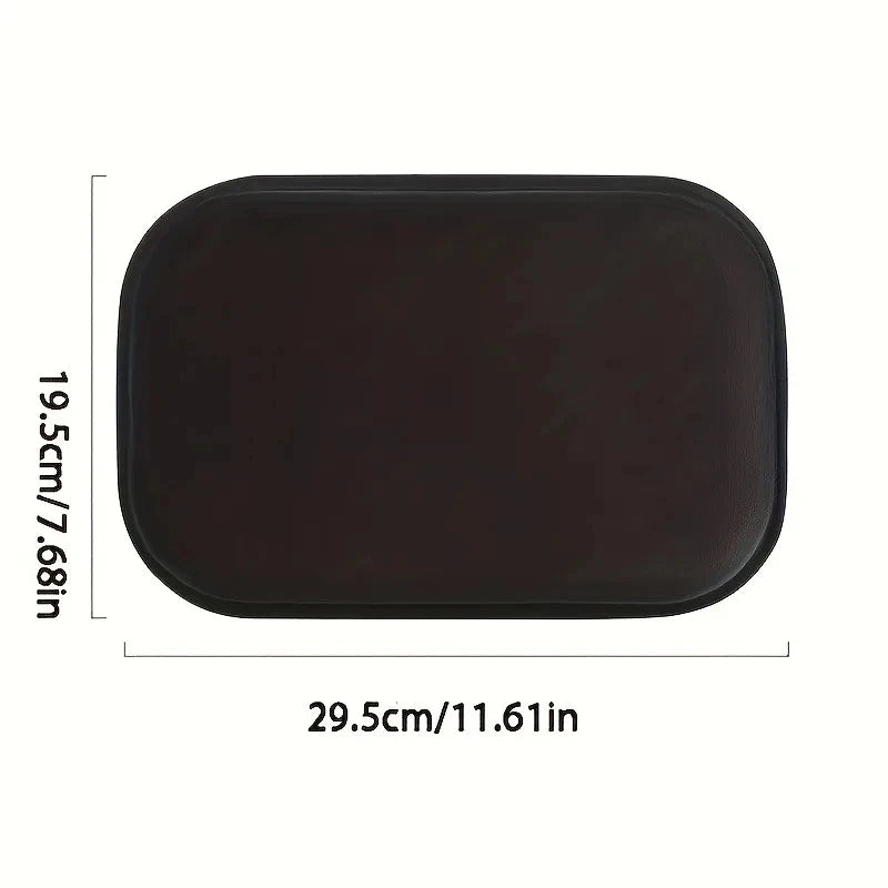 Rechteckiges, dunkelbraunes Auto-Armlehnenkissen-Boosterpad mit Maßen 19,5x29,5 cm.