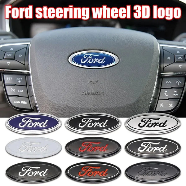 3D logo steering wheel trim sticker for a Ford steering wheel.