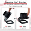 Comparison of an old stiff trailer hitch receiver cover versus a new, ductile soft rubber version.