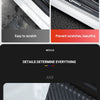 Comparison showing before and after installation of car door sill protectors for a Ford F-150