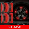 Twenty red reflective vertical lines decals for wheel hub visibility