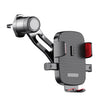 A black universal car phone mount with a gravity lock mechanism.