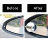 Before and after comparison of a 360° adjustable car blind spot rearview mirror.