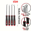 A set of precision oil seal and O-ring removal hooks in black and red, highlighting their size and non-slip design.