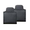 A black PU leather car seat belt adjuster with a stitched design.