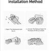 Four steps illustrating the installation method for affectionate car mirror stickers