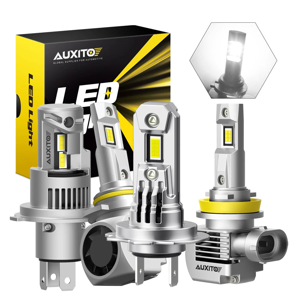 Set von Auxito LED-Glühbirnen und Verpackung für den Automobilbereich.