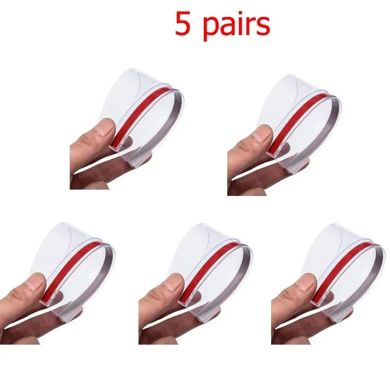 Five pairs of carbon fiber car rain visors designed for rearview mirrors.
