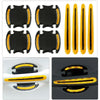 Set of reflective door handle protector strips in black and yellow for vehicle use