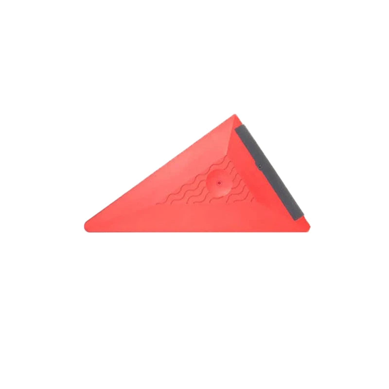A red multi-edge triangle squeegee used for vinyl wrap and window tinting.