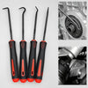A set of black and orange precision oil seal and O-ring removal hooks with long shafts.