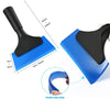 A black and blue professional car window film installation tool kit showing a flexible rubber blade and handle.