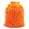 Orange double-sided microfiber car wash mitt with a textured, fluffy appearance.