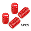 Set of four red CNC aluminum tire valve caps with N Line branding