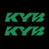 Green stylized text spelling KYB on a black background
