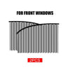 Two magnetic car window sun shades shown in a vertical, ribbed design for front windows.