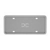 A rectangular gray silicone license plate frame cover with a textured pattern and four mounting holes.