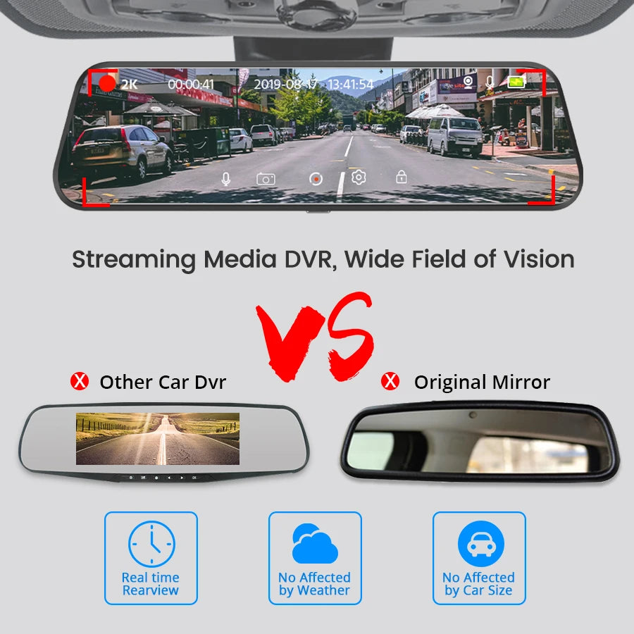 Caméra de vitesse double avec écran tactile, enregistreur DVR et large champ de vision pour la surveillance automobile