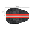 A pair of black carbon fiber rearview mirror rain and dust visors, shown with dimensions.